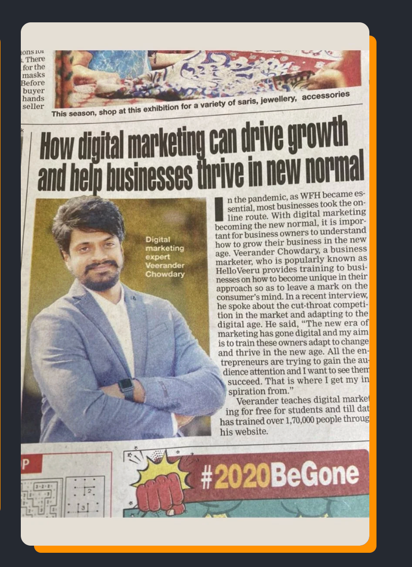 Newspaper feature on digital marketing